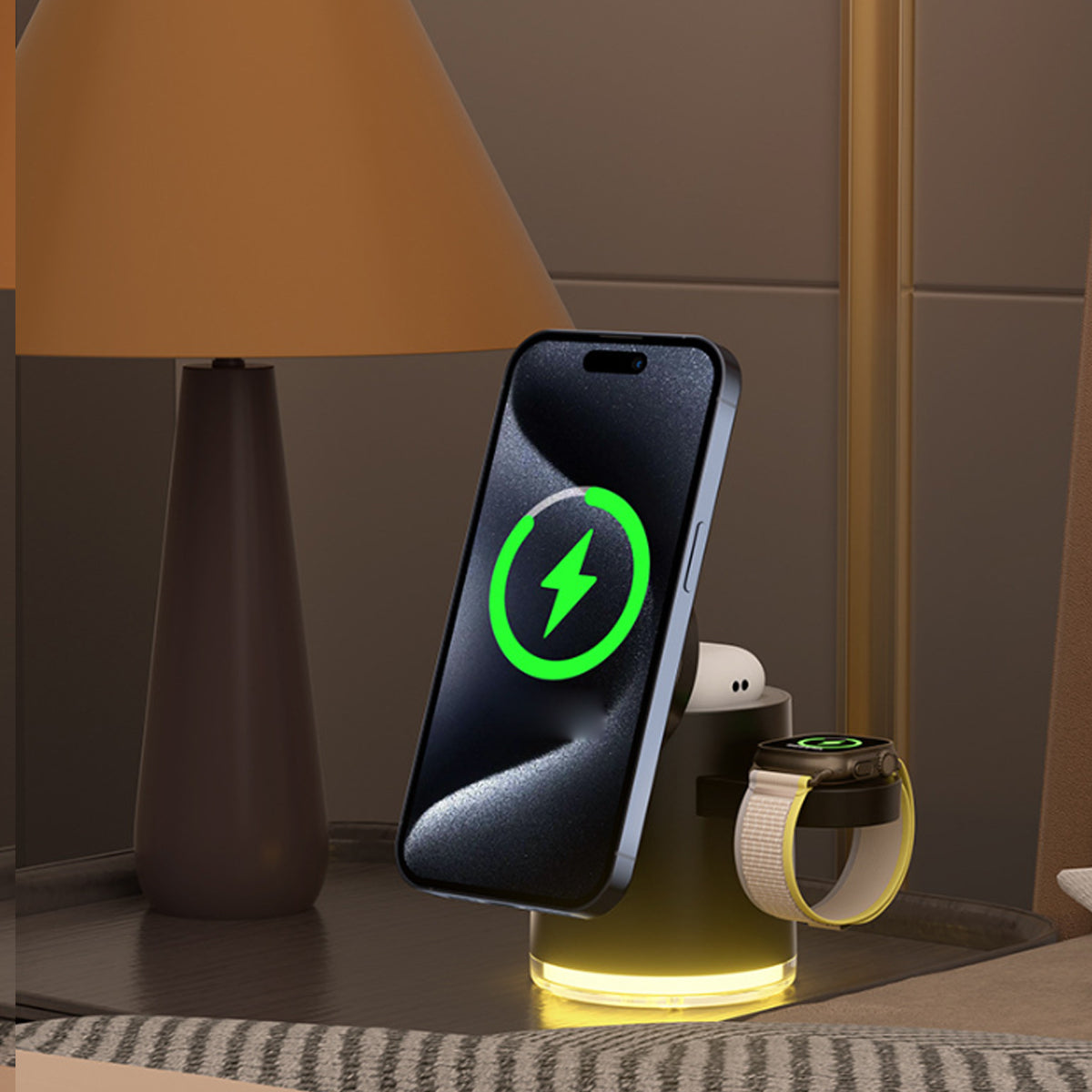 CLINGOMATIC Charging Station 3 In 1 Wireless Charger Stand With Halo Light Vista Shops