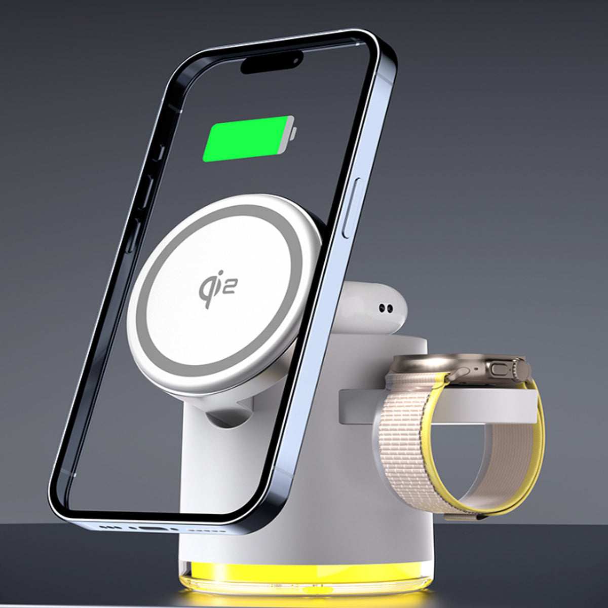 CLINGOMATIC Charging Station 3 In 1 Wireless Charger Stand With Halo Light Vista Shops