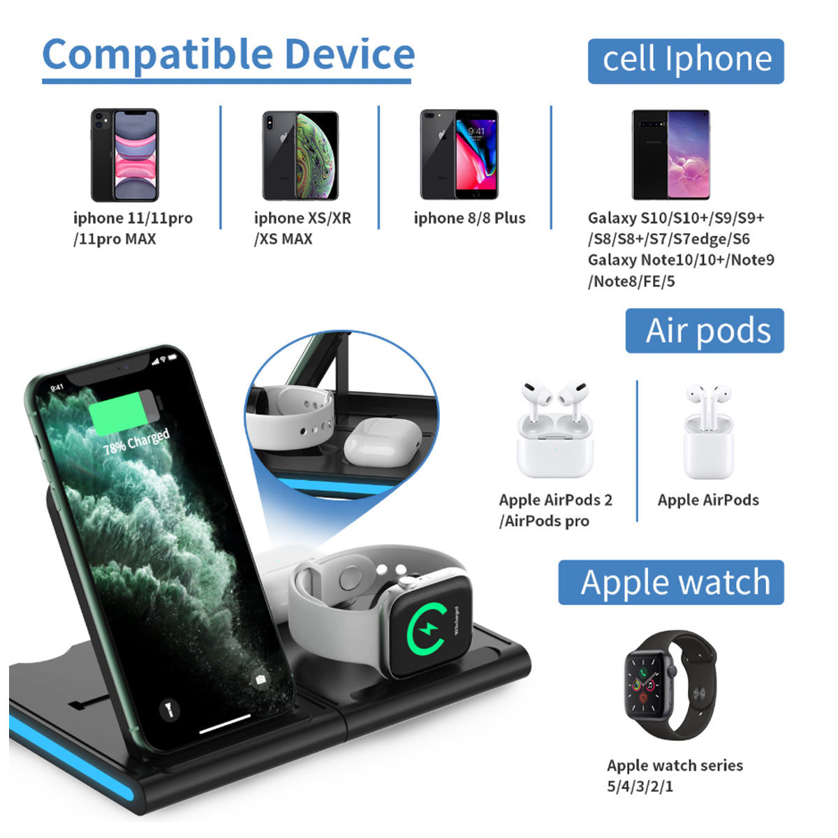 Magnetic Power Tiles 4 In 1 Wireless Charging Station Vista Shops