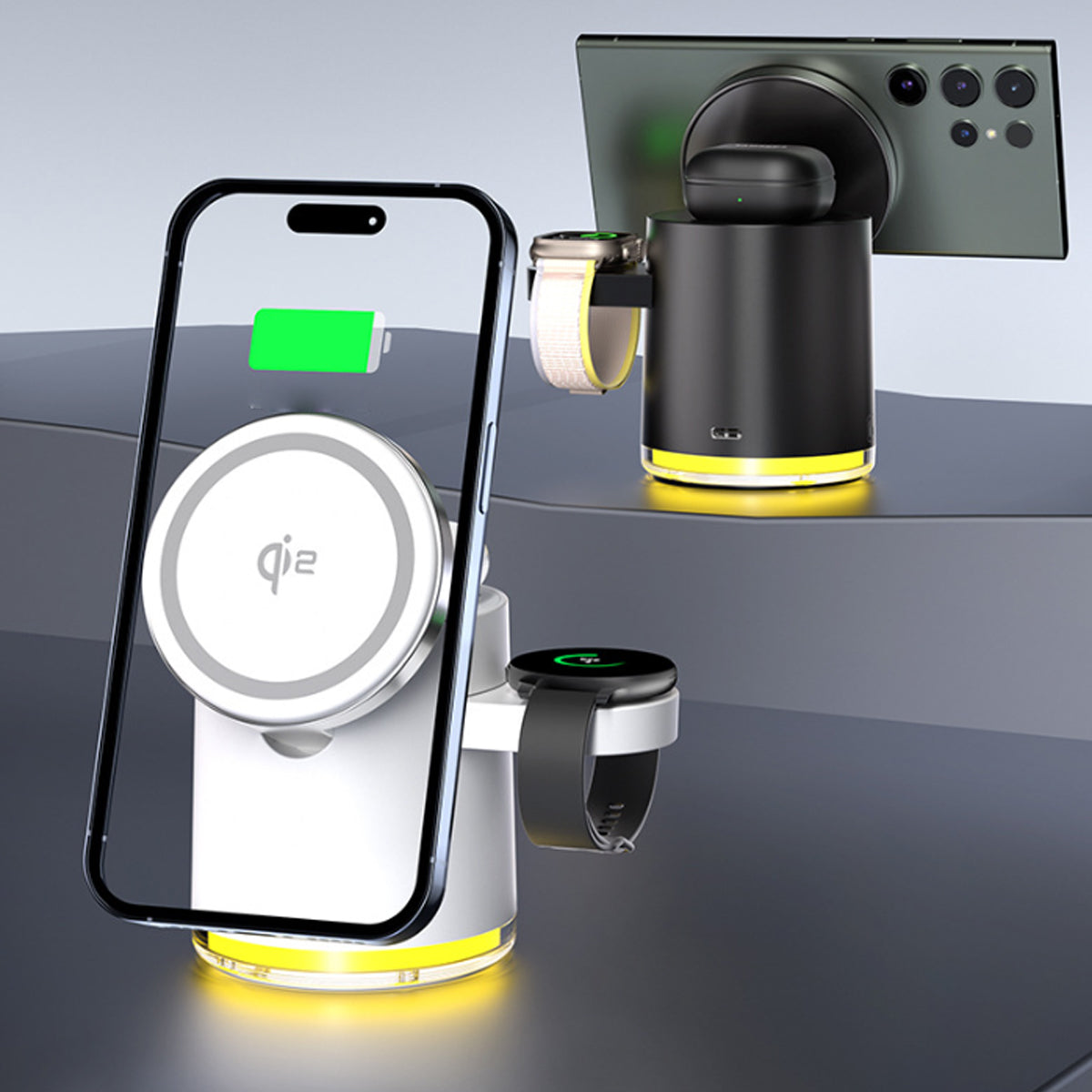 CLINGOMATIC Charging Station 3 In 1 Wireless Charger Stand With Halo Light Vista Shops